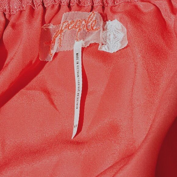 Free People Mara Mini Dress Women's Shimmering Boho Tunic Pink Balloon Sleeves M - Picture 9 of 9